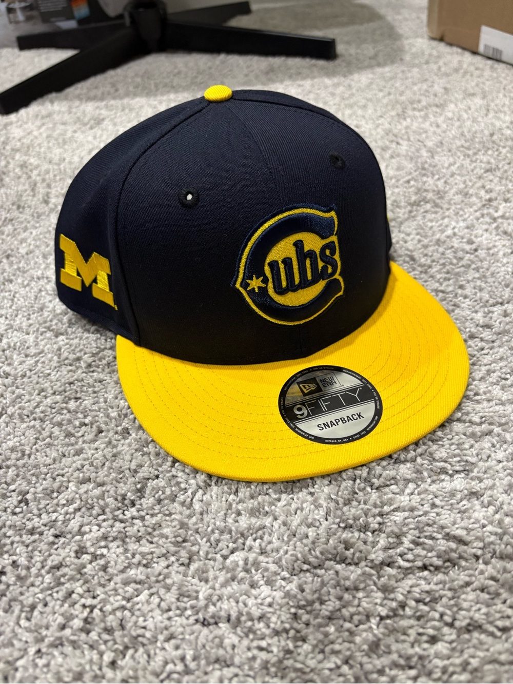 New Era Navy and Yellow 9FIFTY Snapback Hat with Cubs-Style Logo